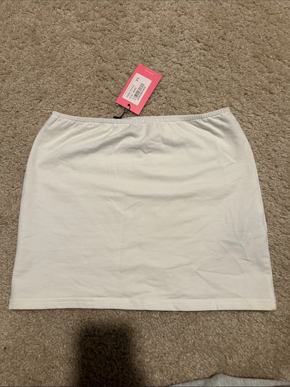 Edikted White Mini Skirt with Elastic Waistband